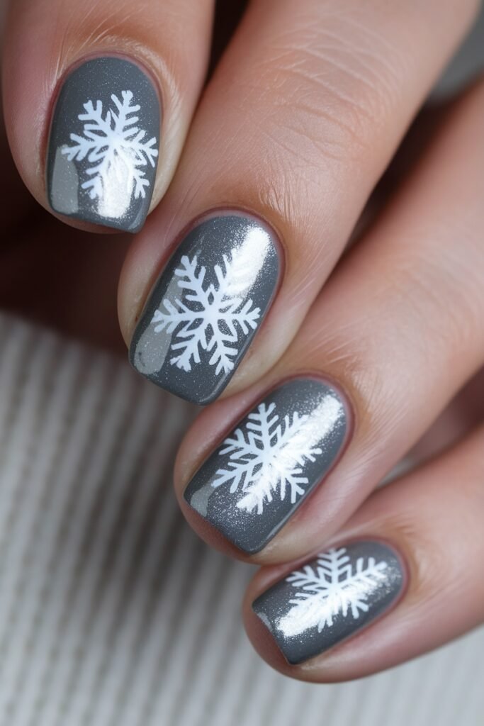 silver xmas nails