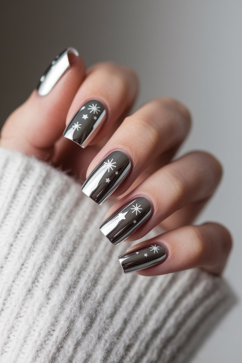 Silver Christmas nails