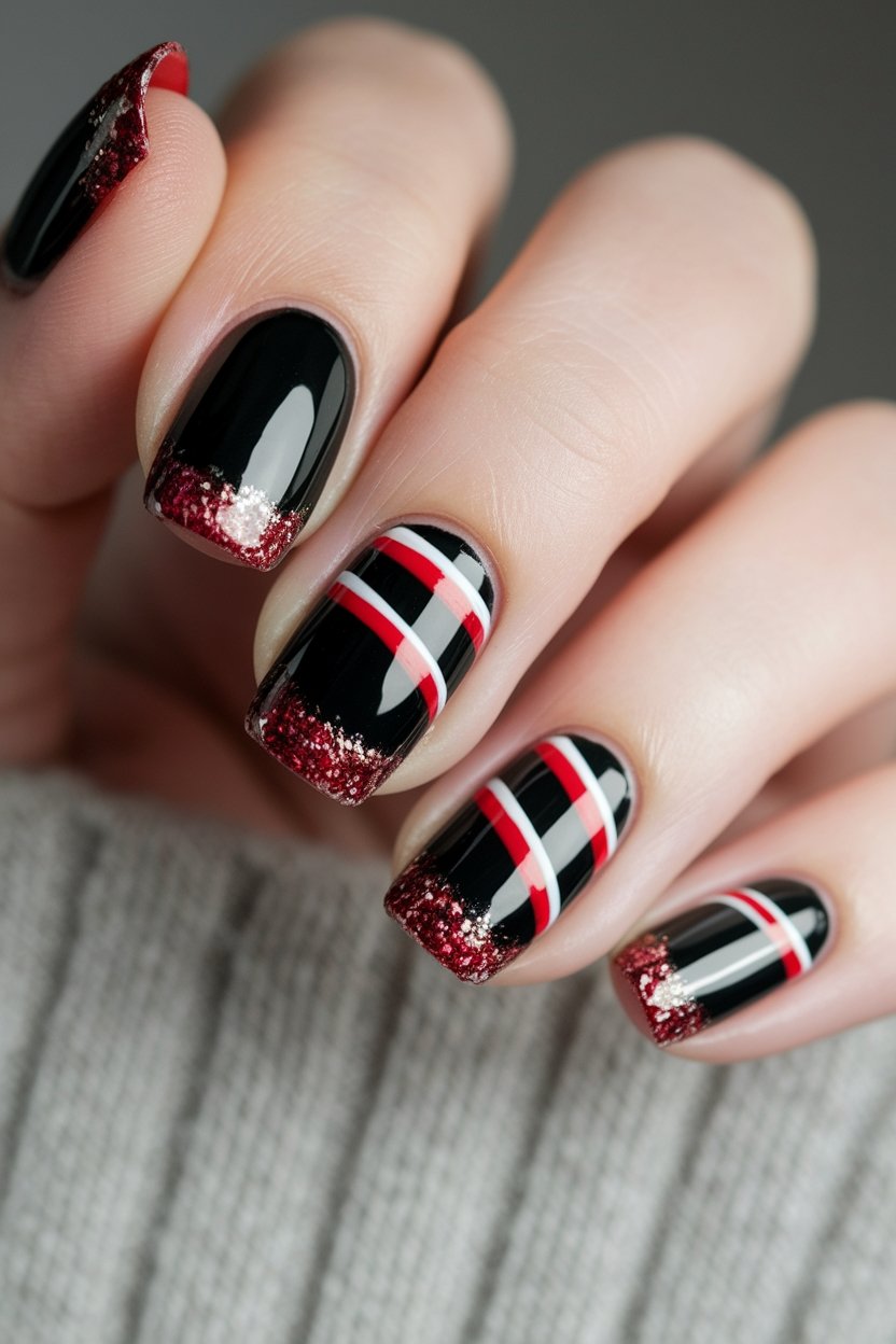 candy cane glitter nails