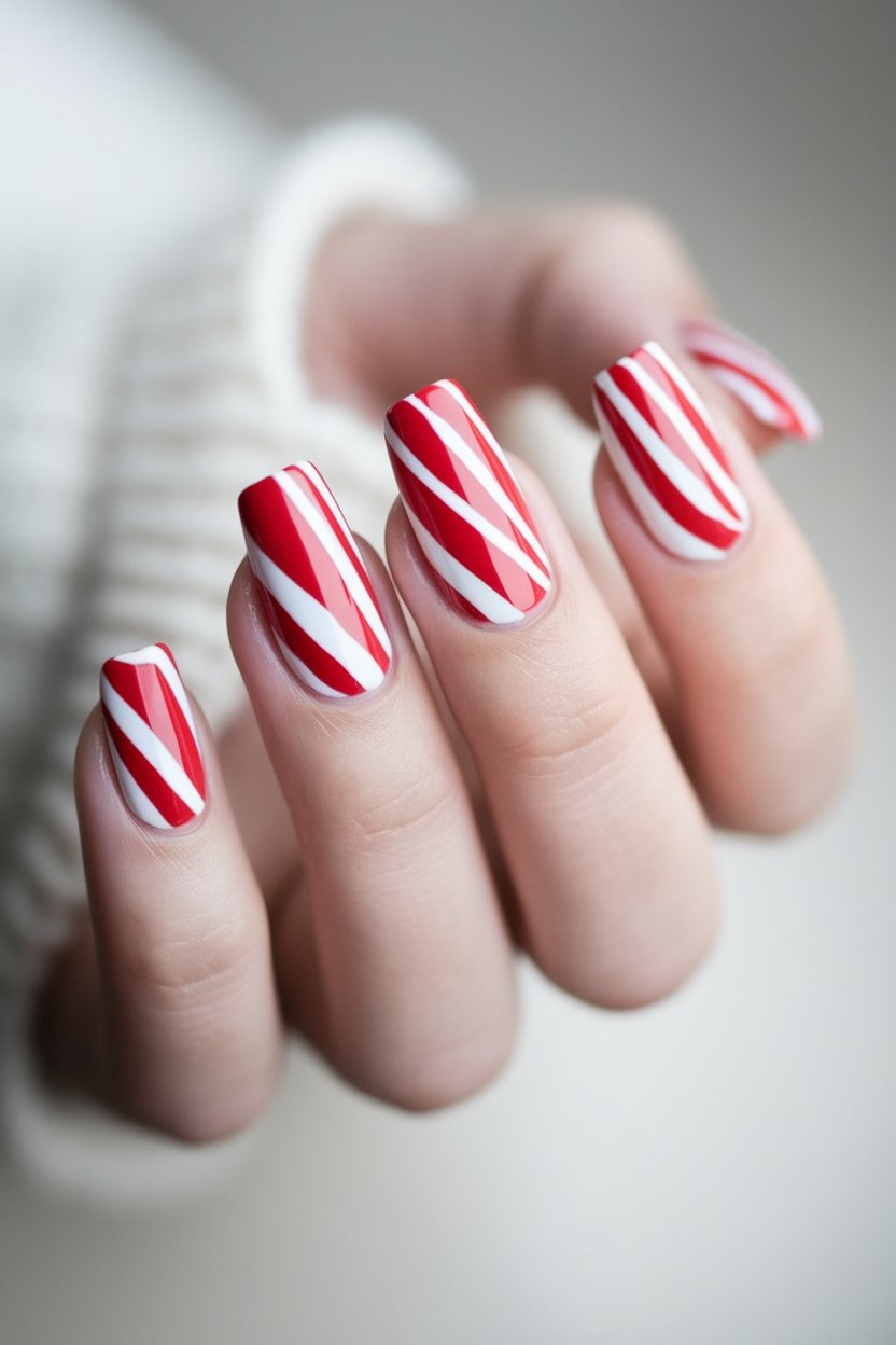 candy cane nail art