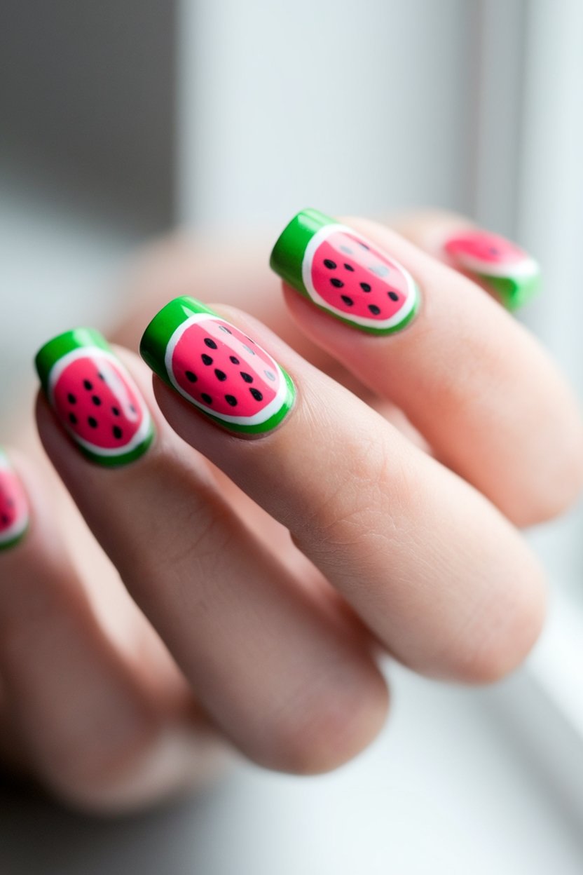 creative watermelon rind nails