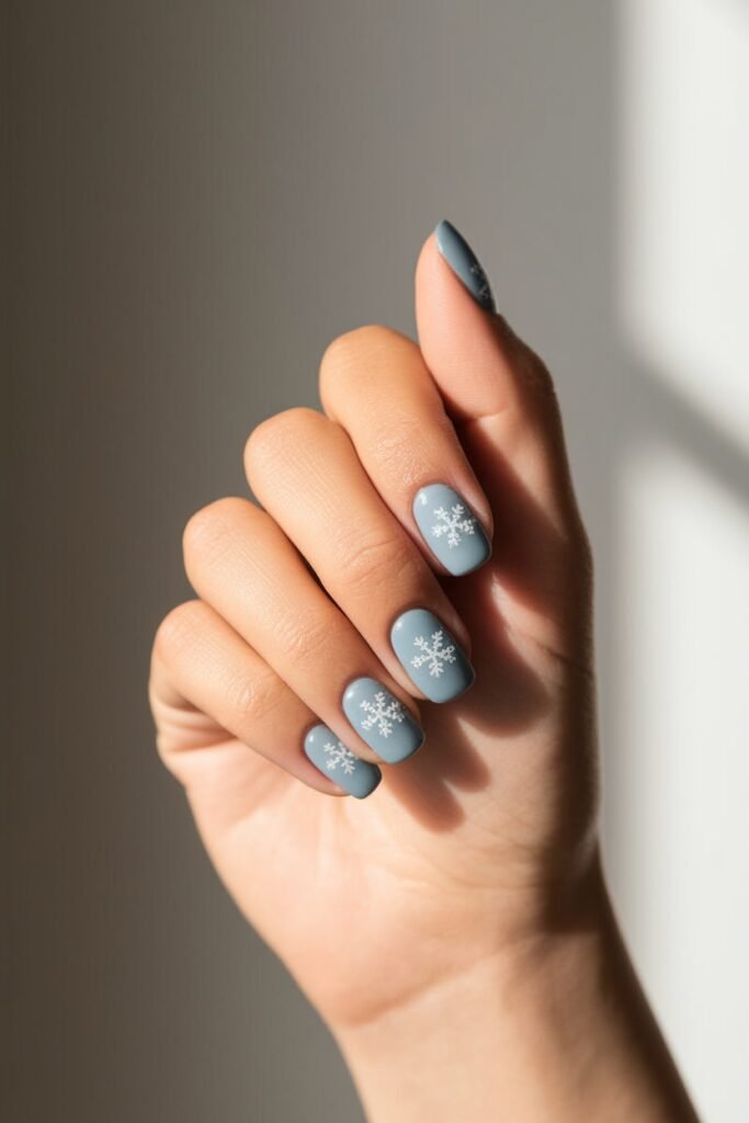 festive blue christmas manicure