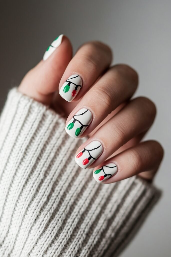 festive christmas light nails