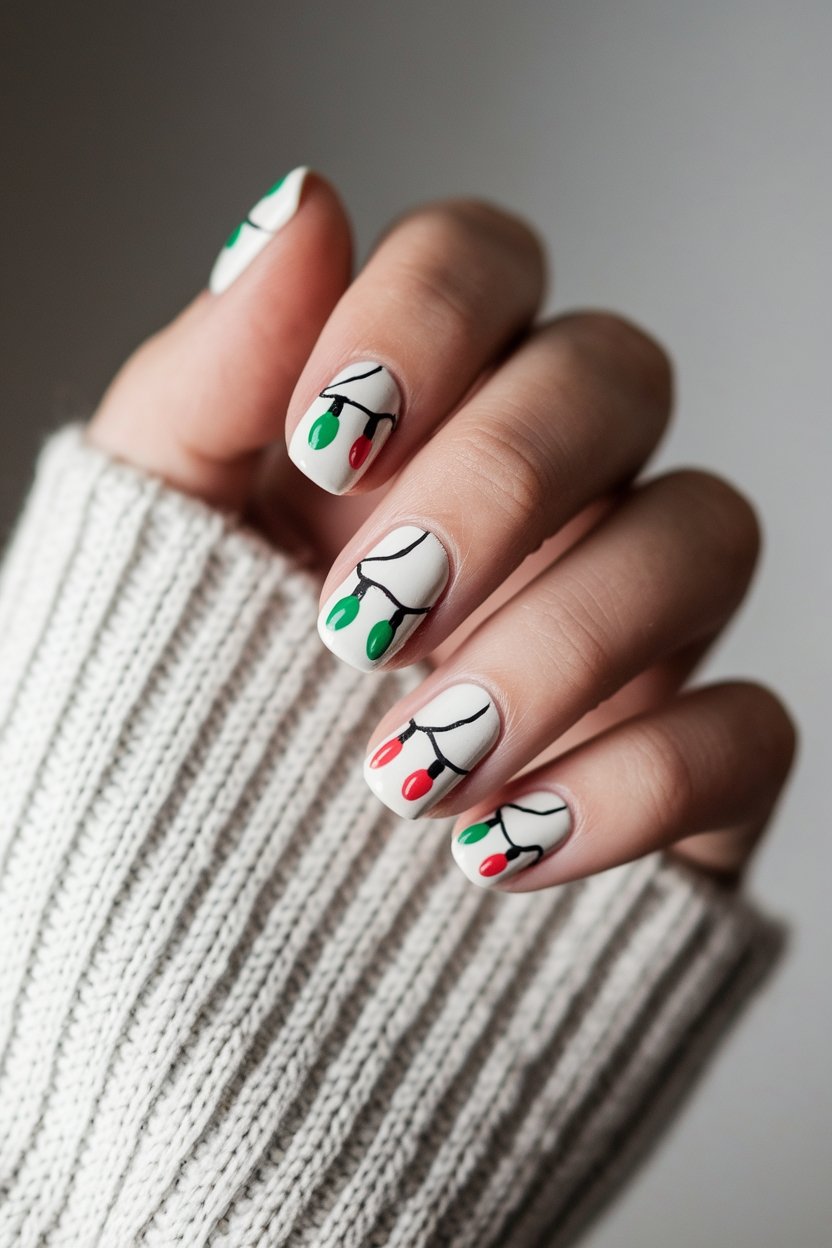 festive christmas light nails
