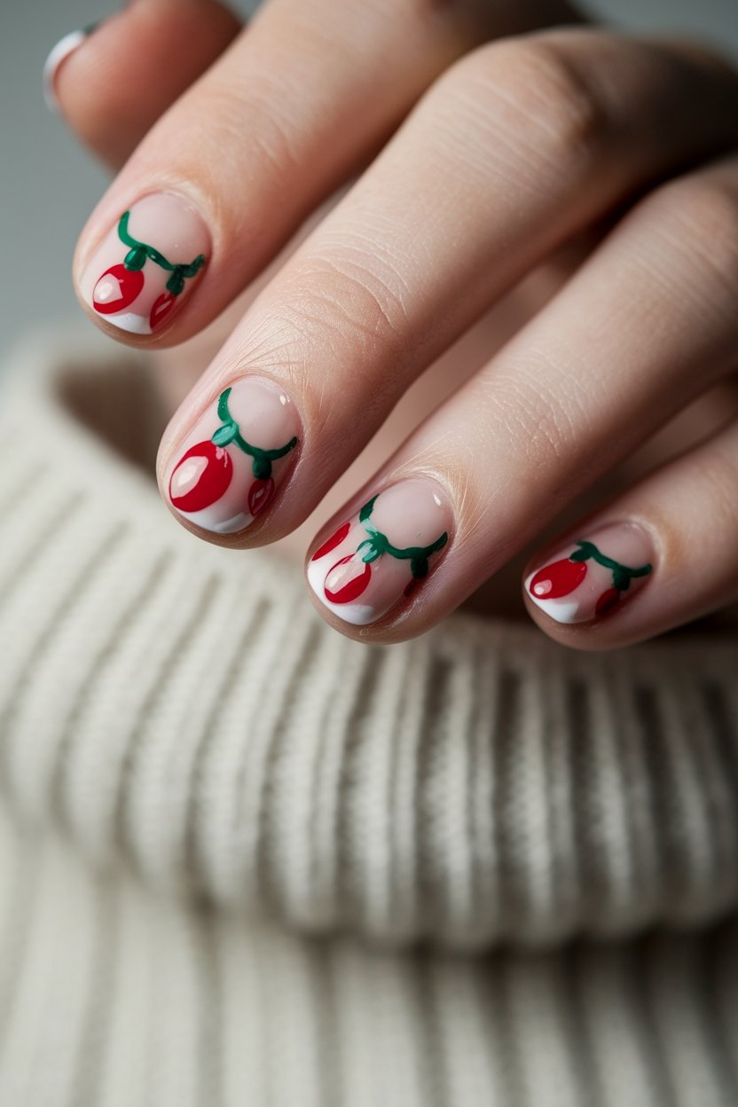 festive christmas light nails