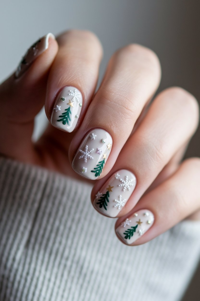 festive ornament nail design