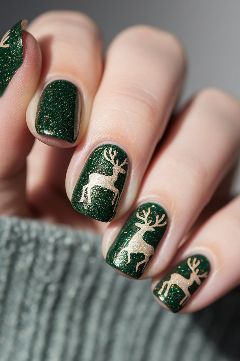 festive reindeer nail art