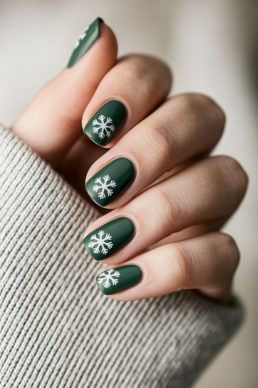 festive snowflake nail art