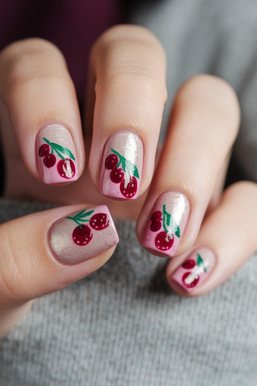 berry nail design