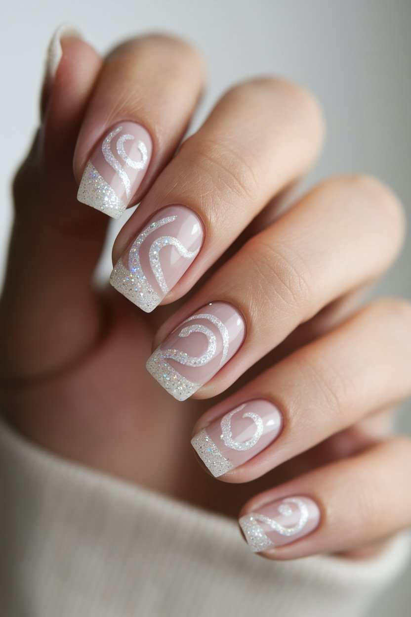 frosted glitter nail design