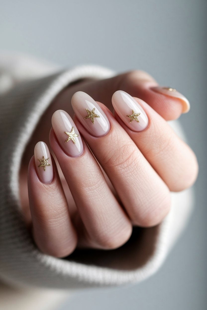 glittery gold star nails