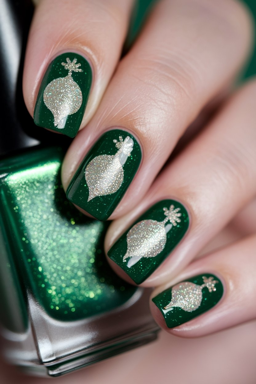 glittery holiday nail design