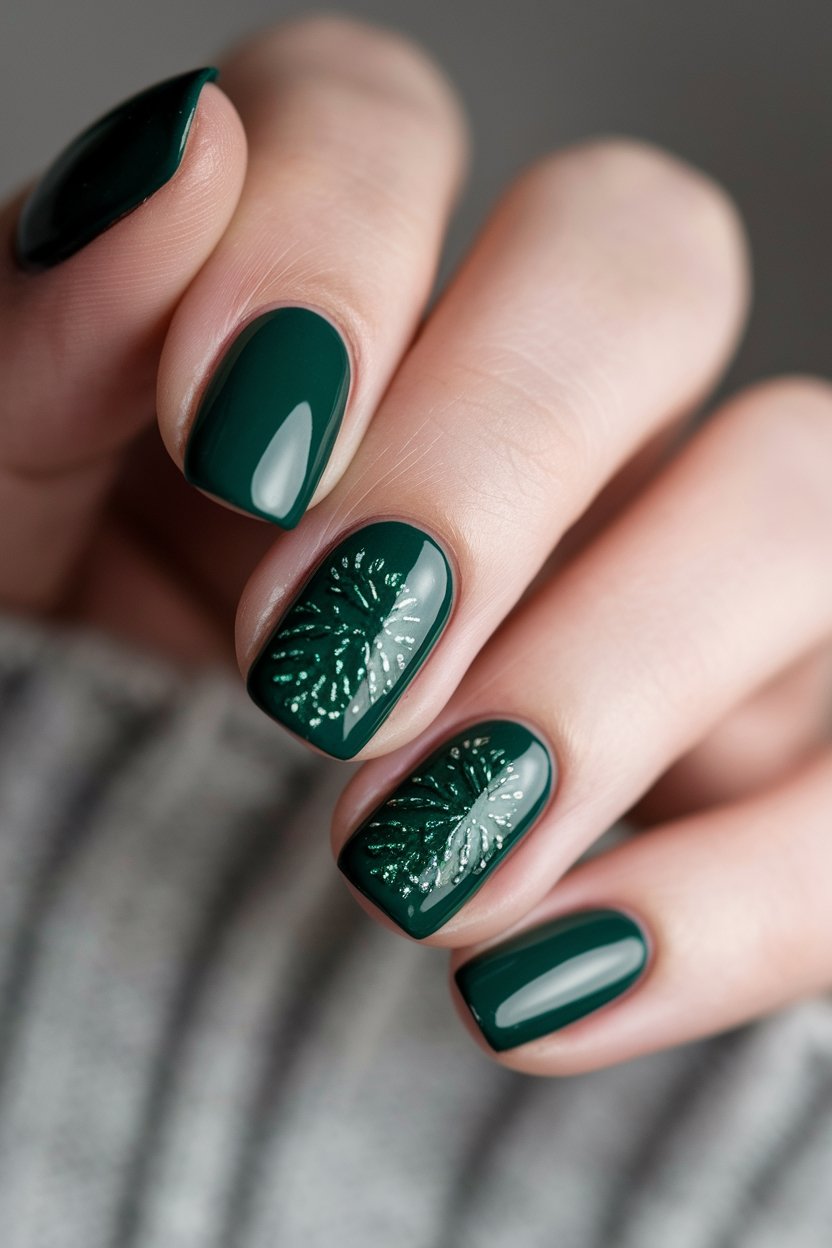 glittery pinecone nail design
