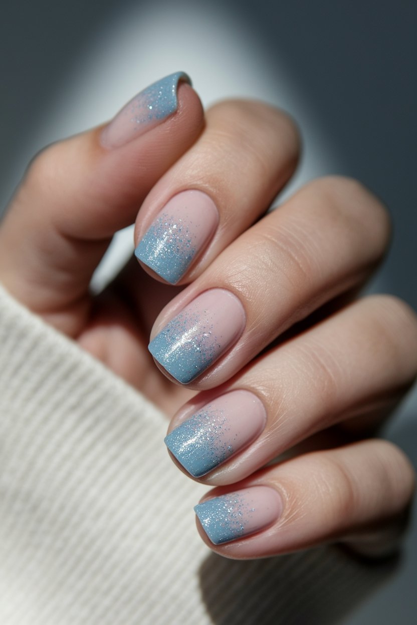 icy blue glitter gradient