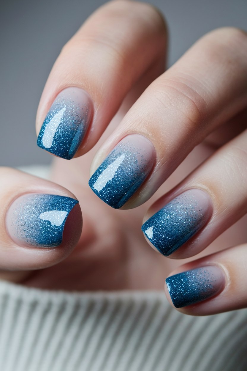 icy blue glitter gradient
