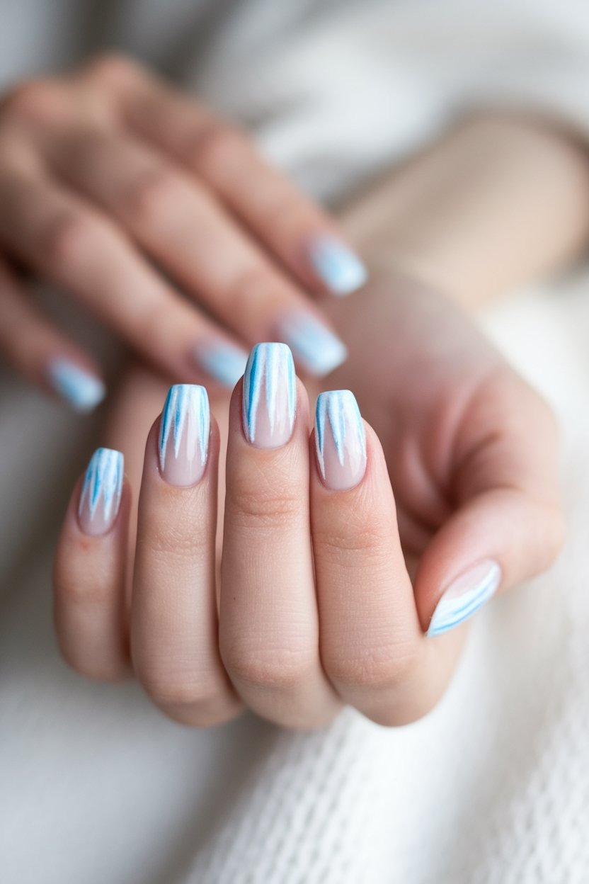 icy blue nail design