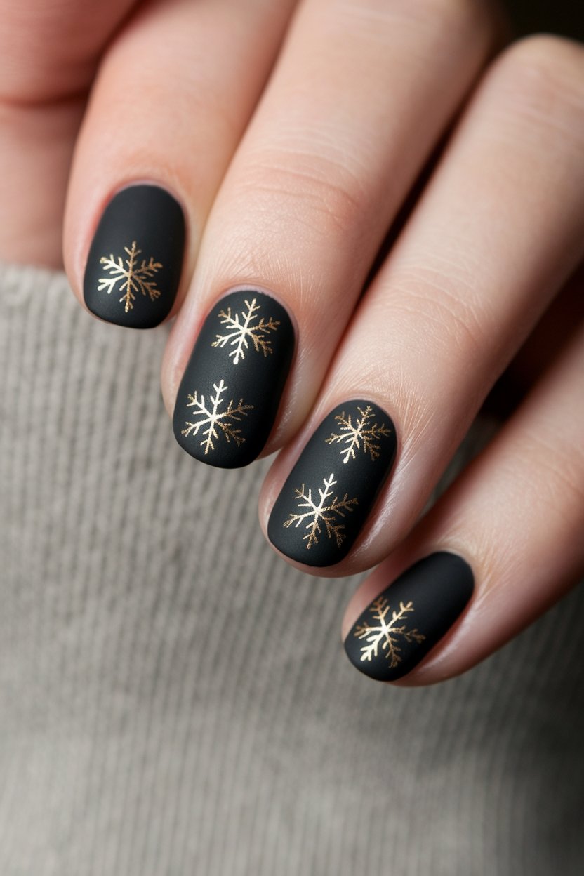 matte black gold snowflakes