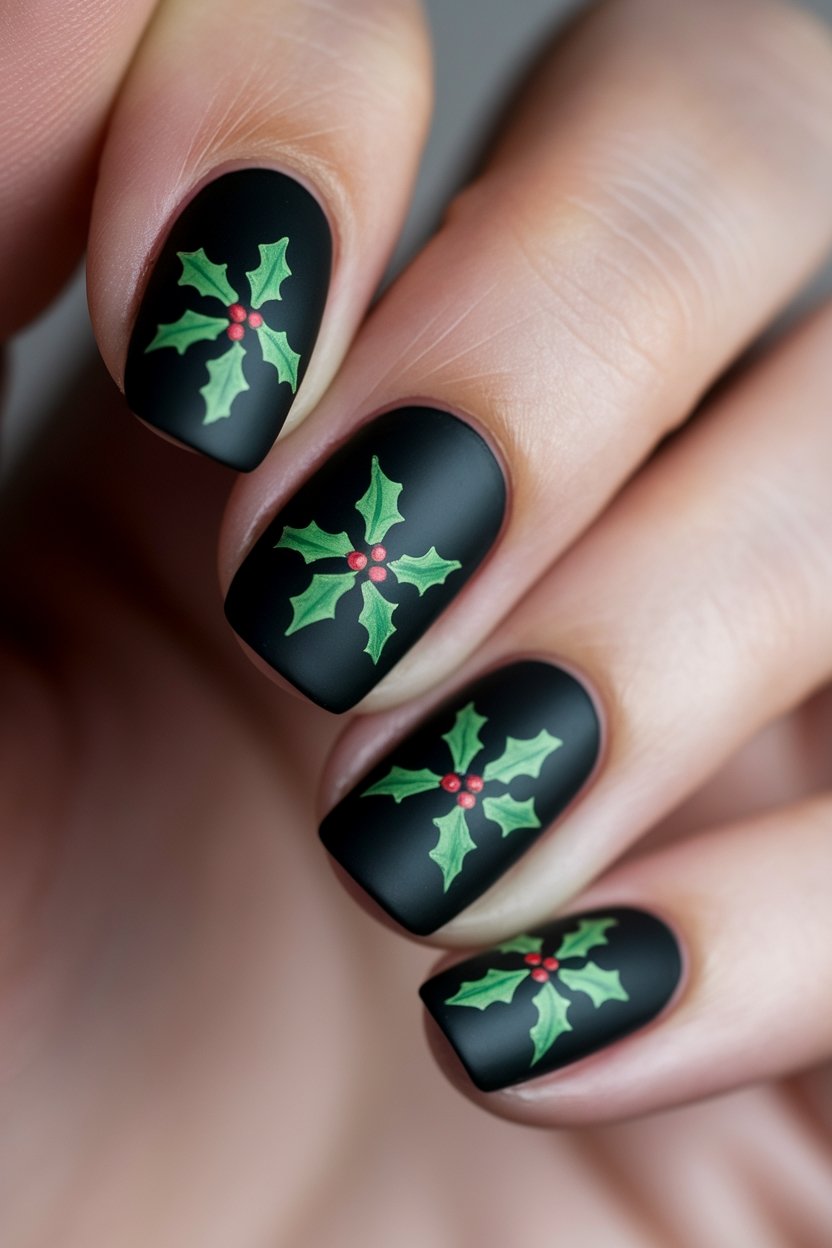 matte black holly manicure