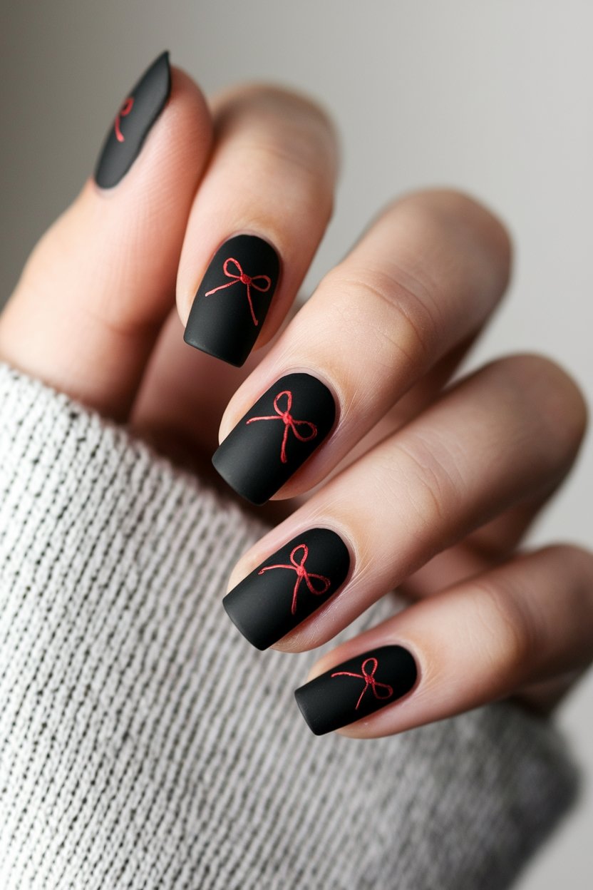 matte black nails design
