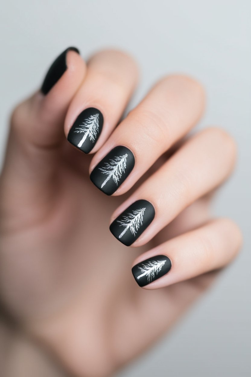 matte black with silver trees