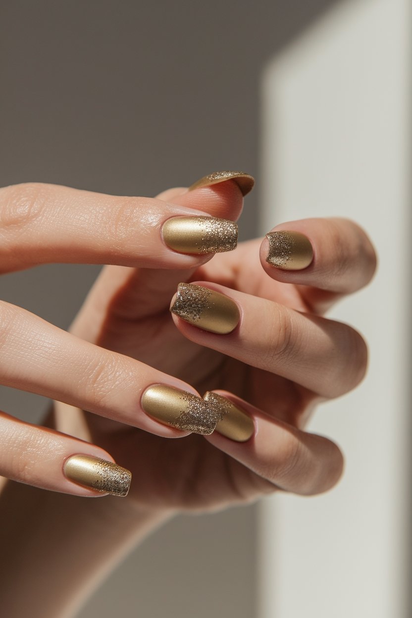 matte gold sparkling tips