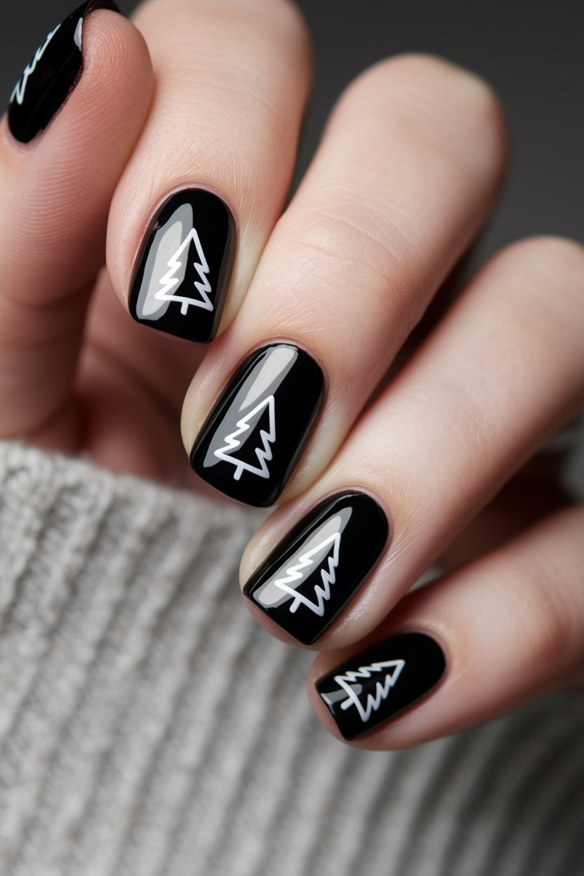minimalist christmas tree nails