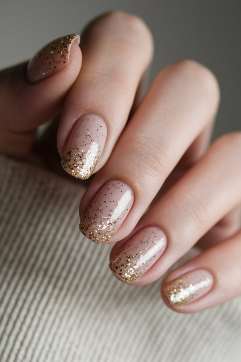 navy blue glittery nails