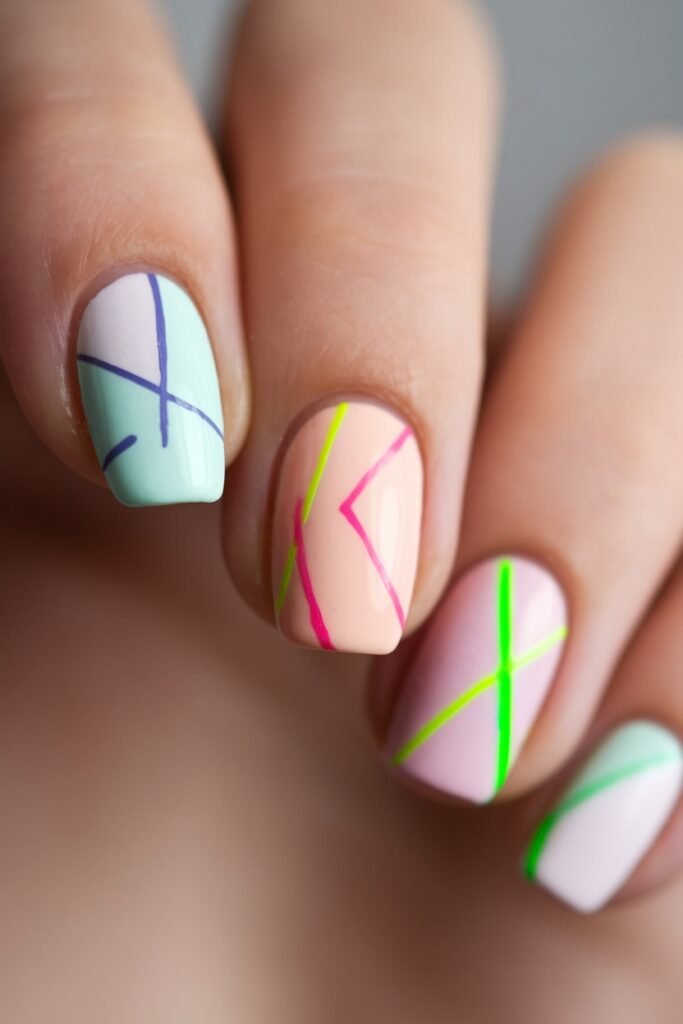 neon accented geometric designs