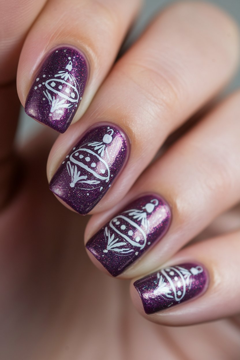 ornament inspired sparkly nails