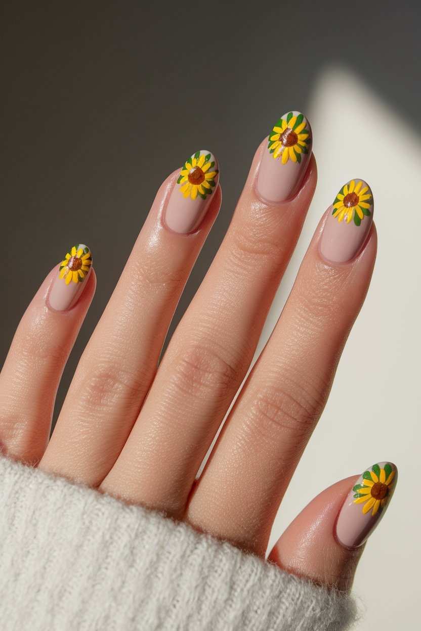 petals at sunflower tips