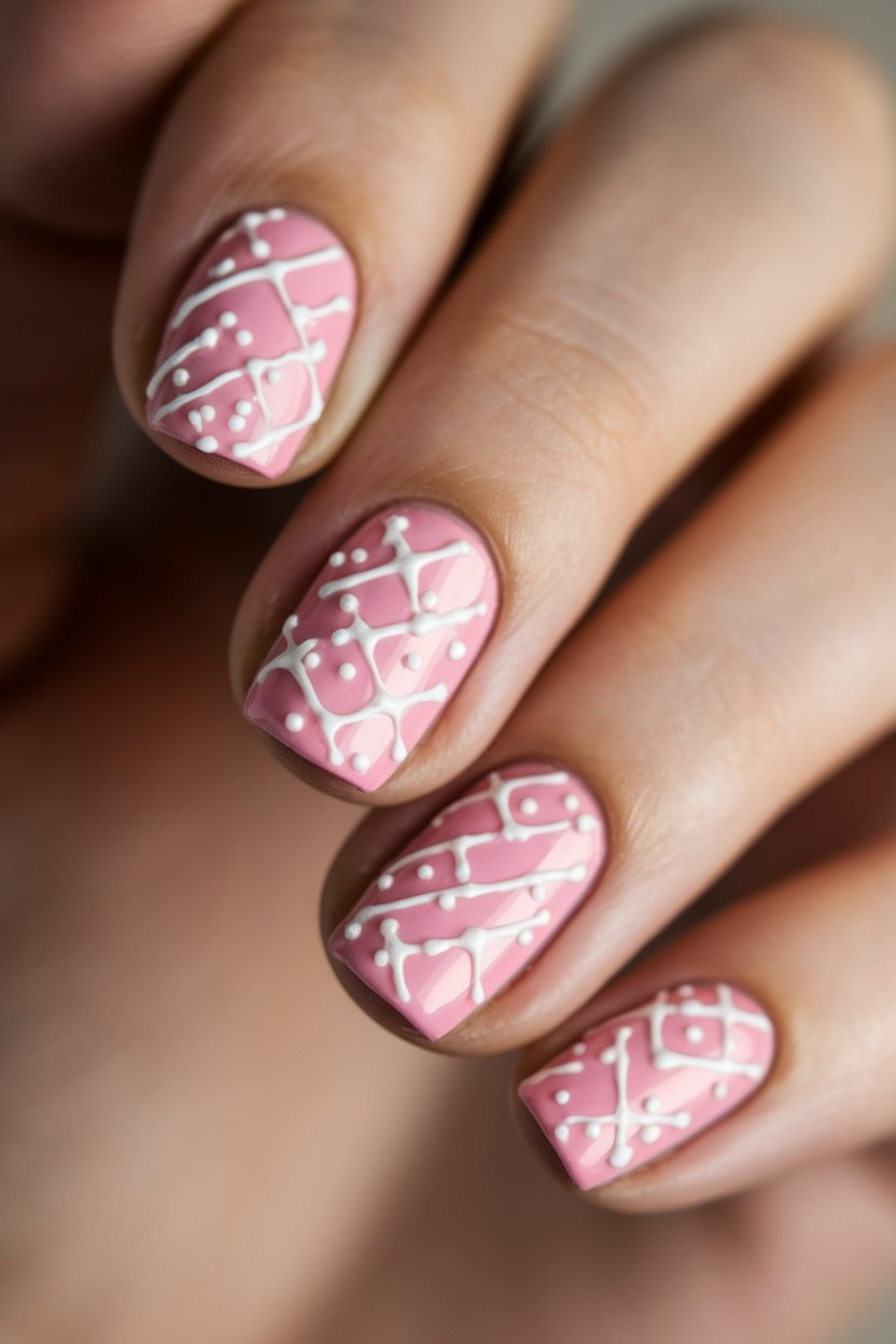 pink frosted cookie nails