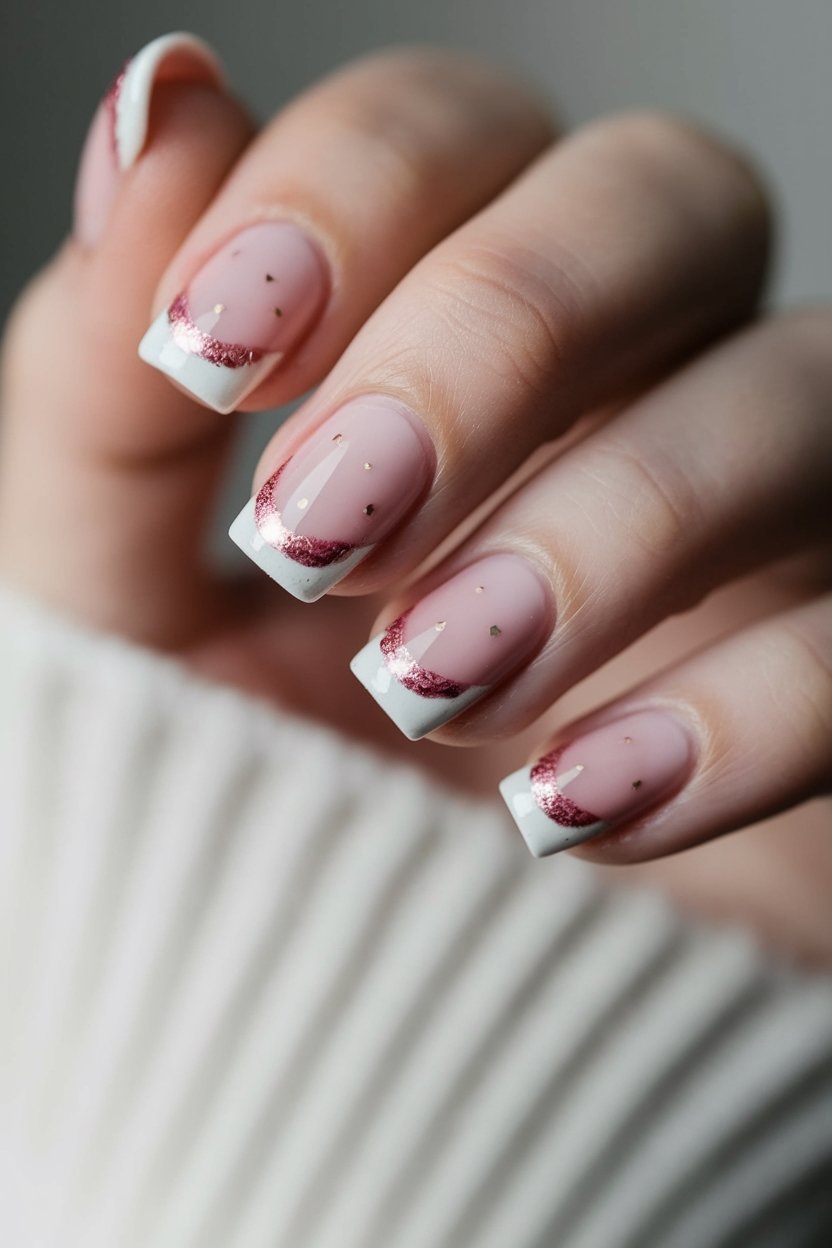 pink santa hat nails