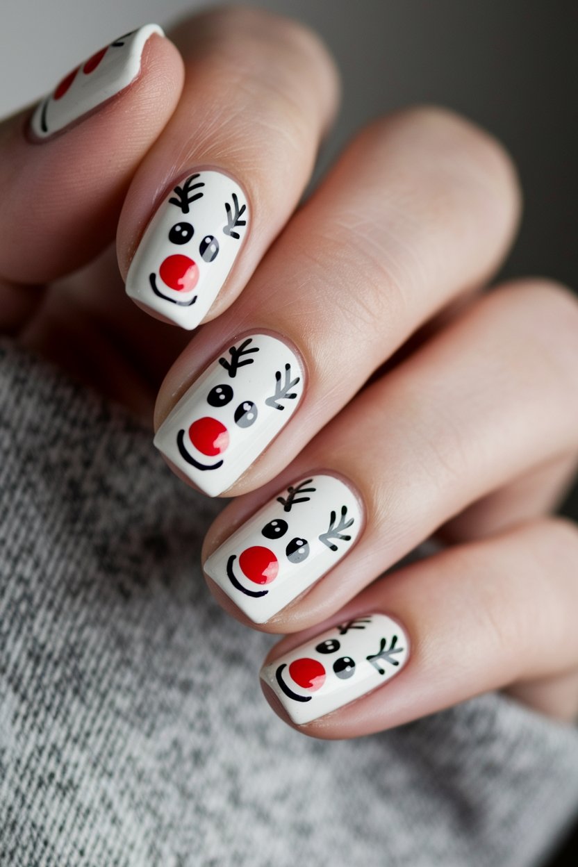 reindeer face nail art