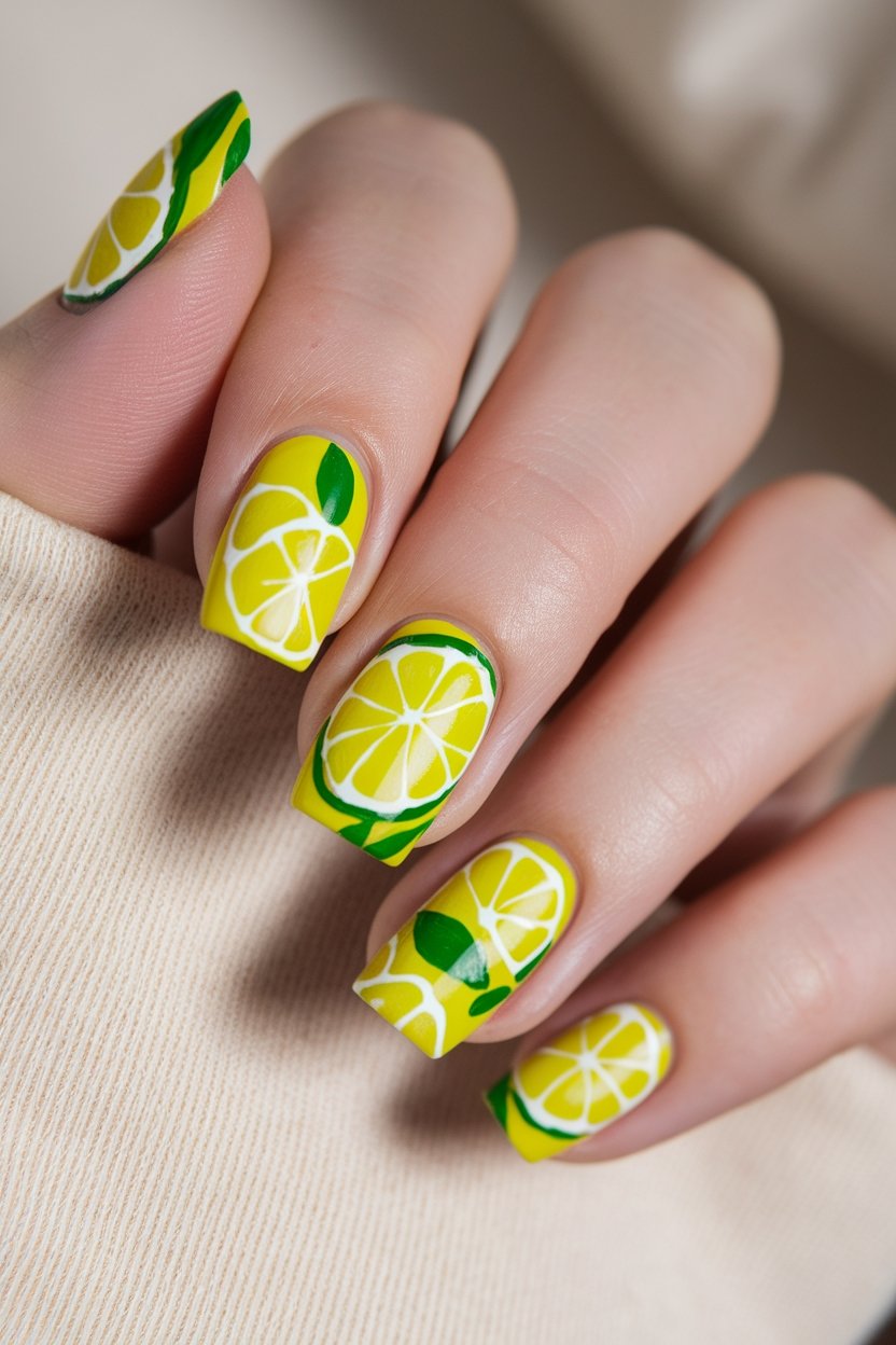 vibrant citrus inspired nail art