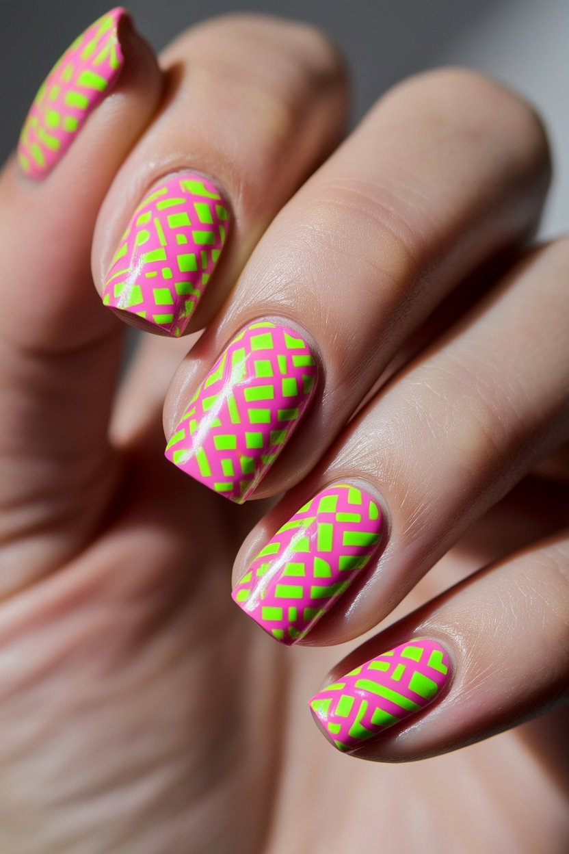 vibrant neon geometric designs