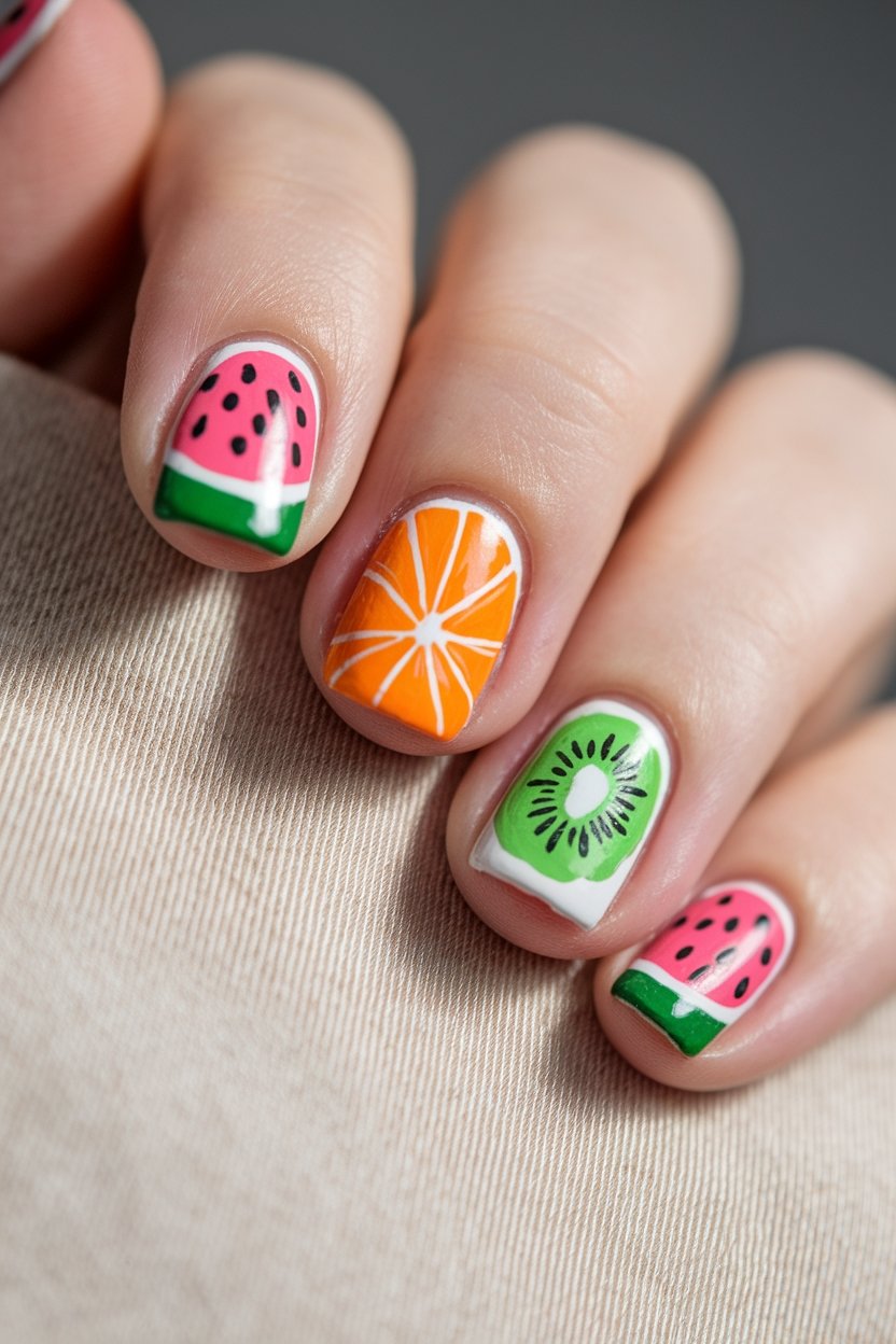 vibrant tropical fruit accents