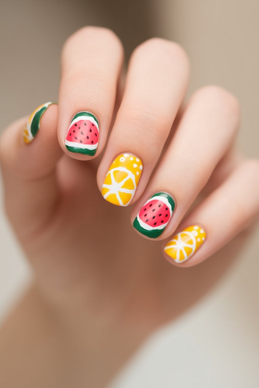 vibrant tropical fruit accents