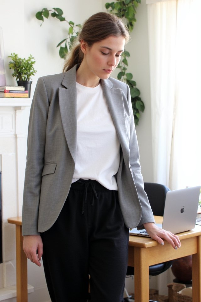 blazer over soft joggers