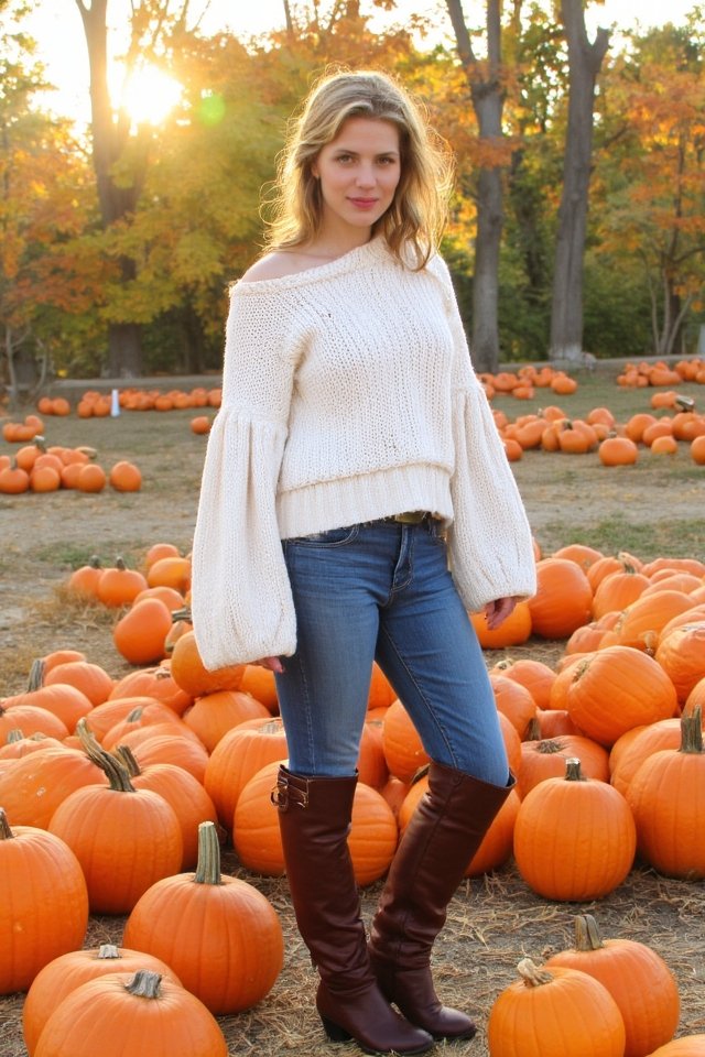 cozy sweater and boots