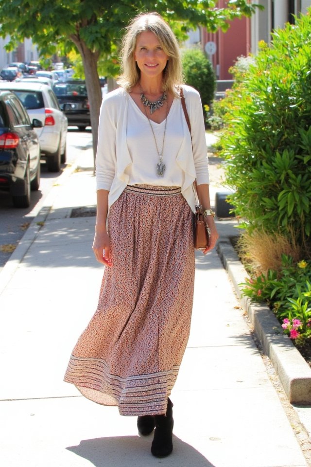 maxi skirt ankle boots