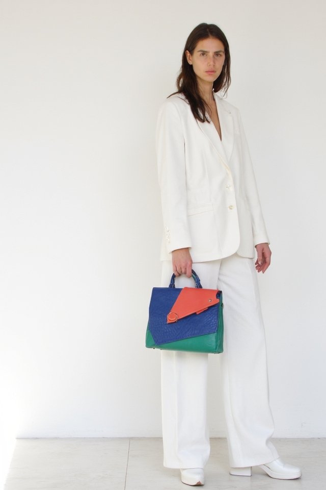 monochrome outfit bold bag