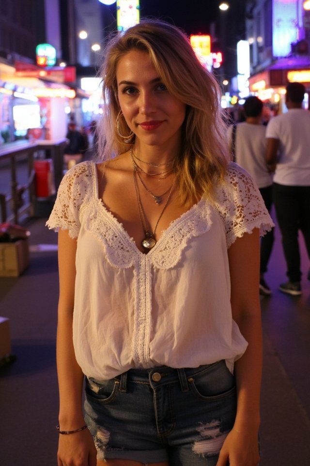 sheer blouse high waisted shorts