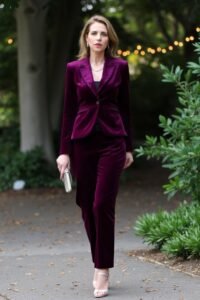 elegant plum velvet attire
