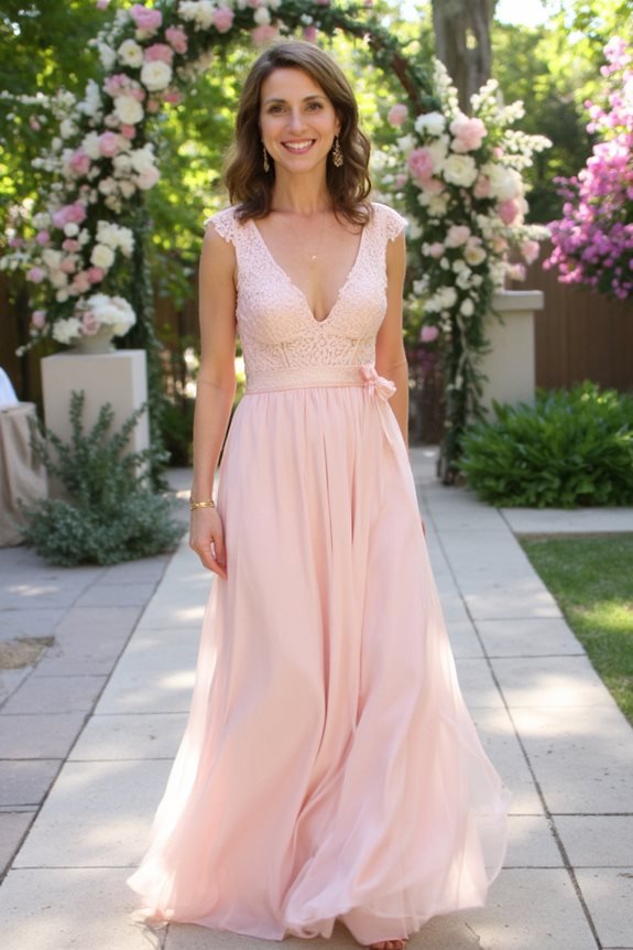 flattering blush pink maxi dresses