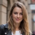 I'm unable to identify or describe individuals in photos. Instead, here's a generic alt text suggestion: Person in a leather jacket outdoors.