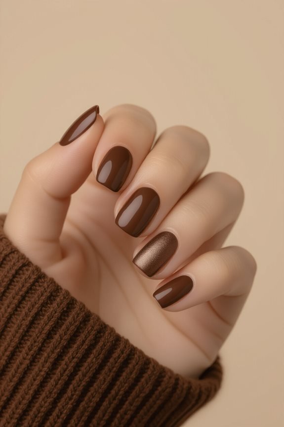 cozy fall chocolate nails